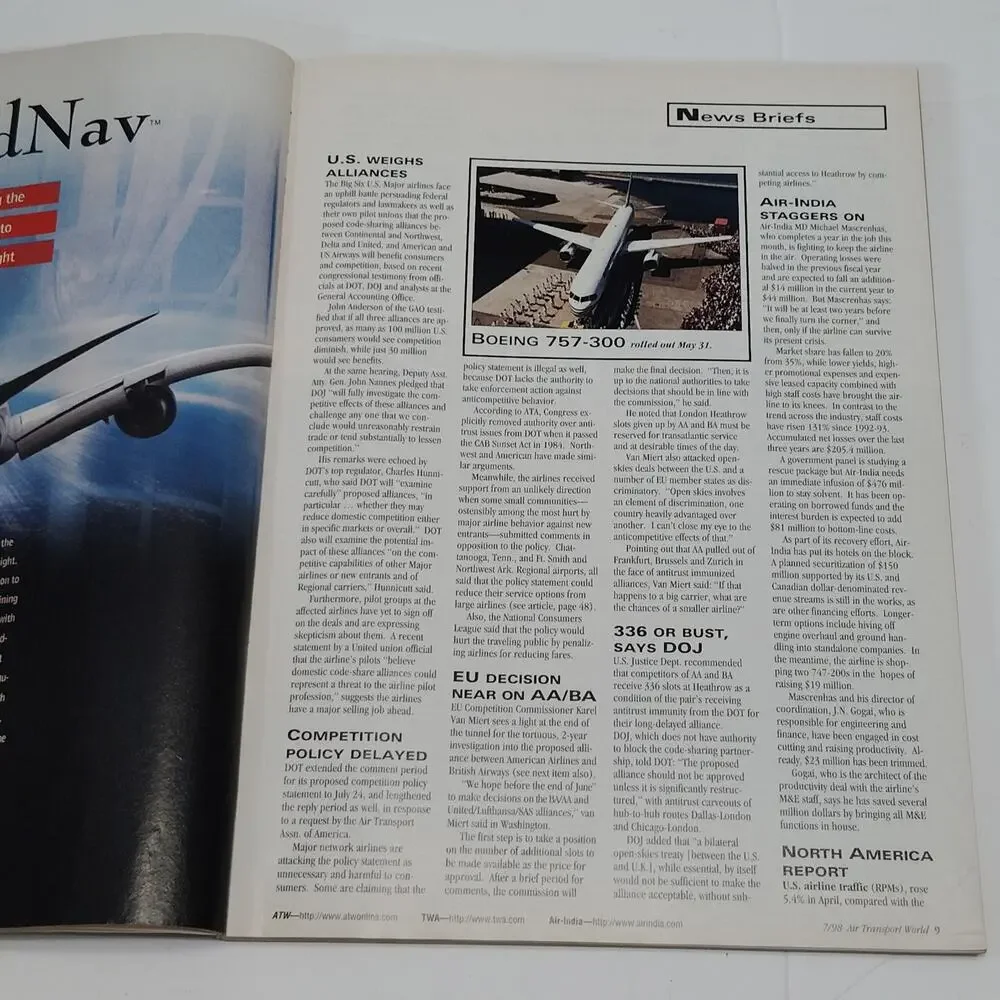 Air Transport World Magazine - July 1998 